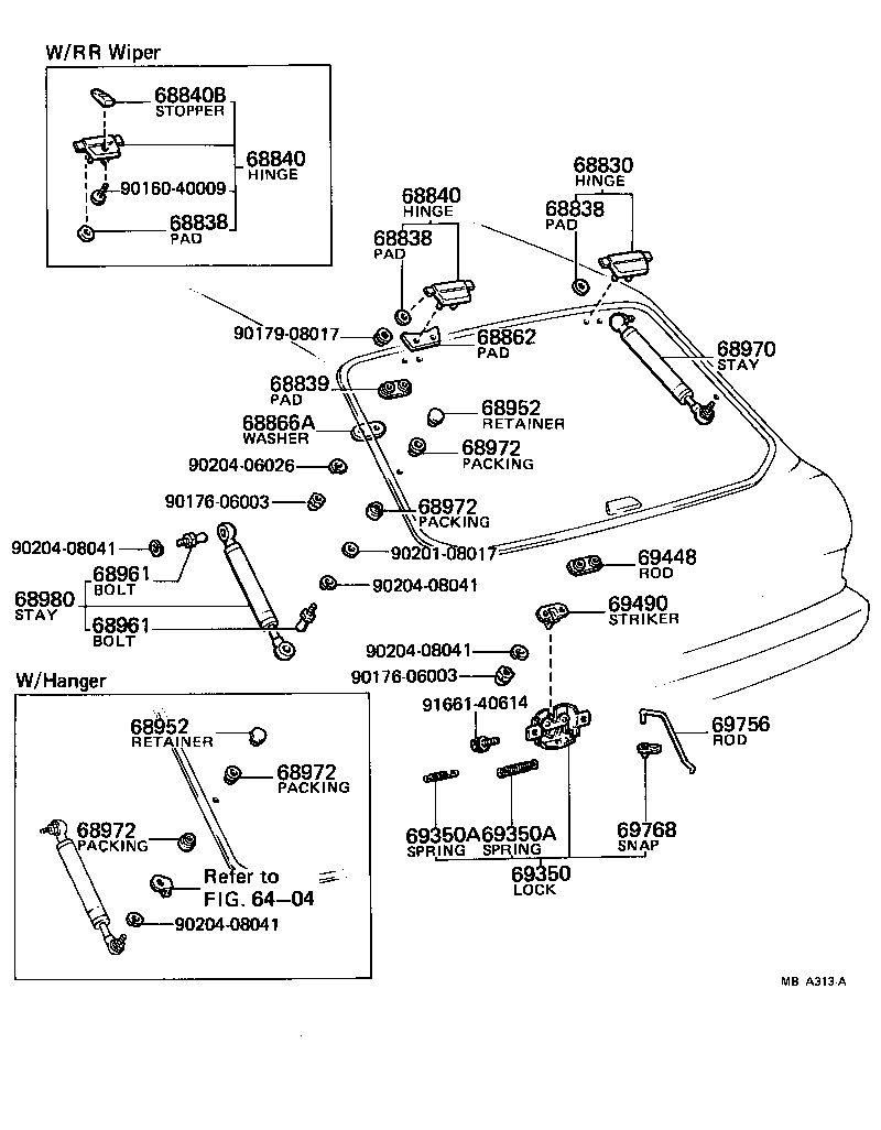 Toyota 68820-16050 HINGE ASSY, BACK DOOR, LH