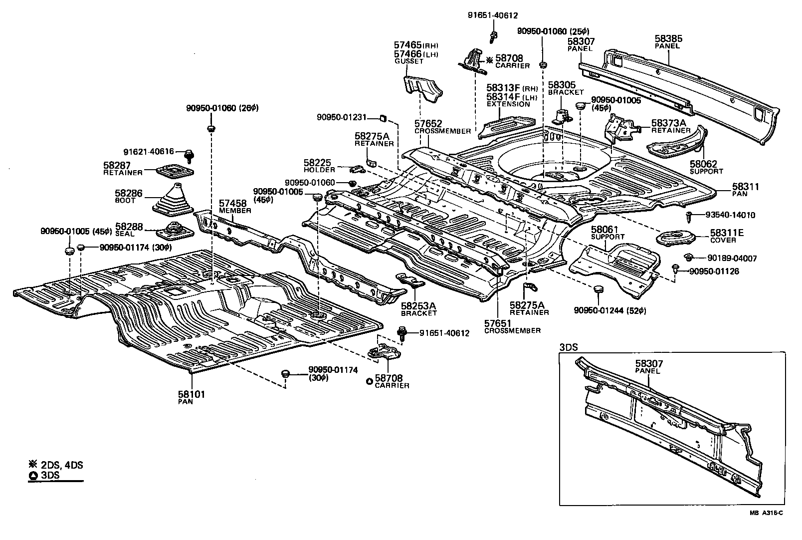 Toyota 58313-16010 EXTENSION, REAR FLOOR PAN TO QUARTER PANEL, RH
