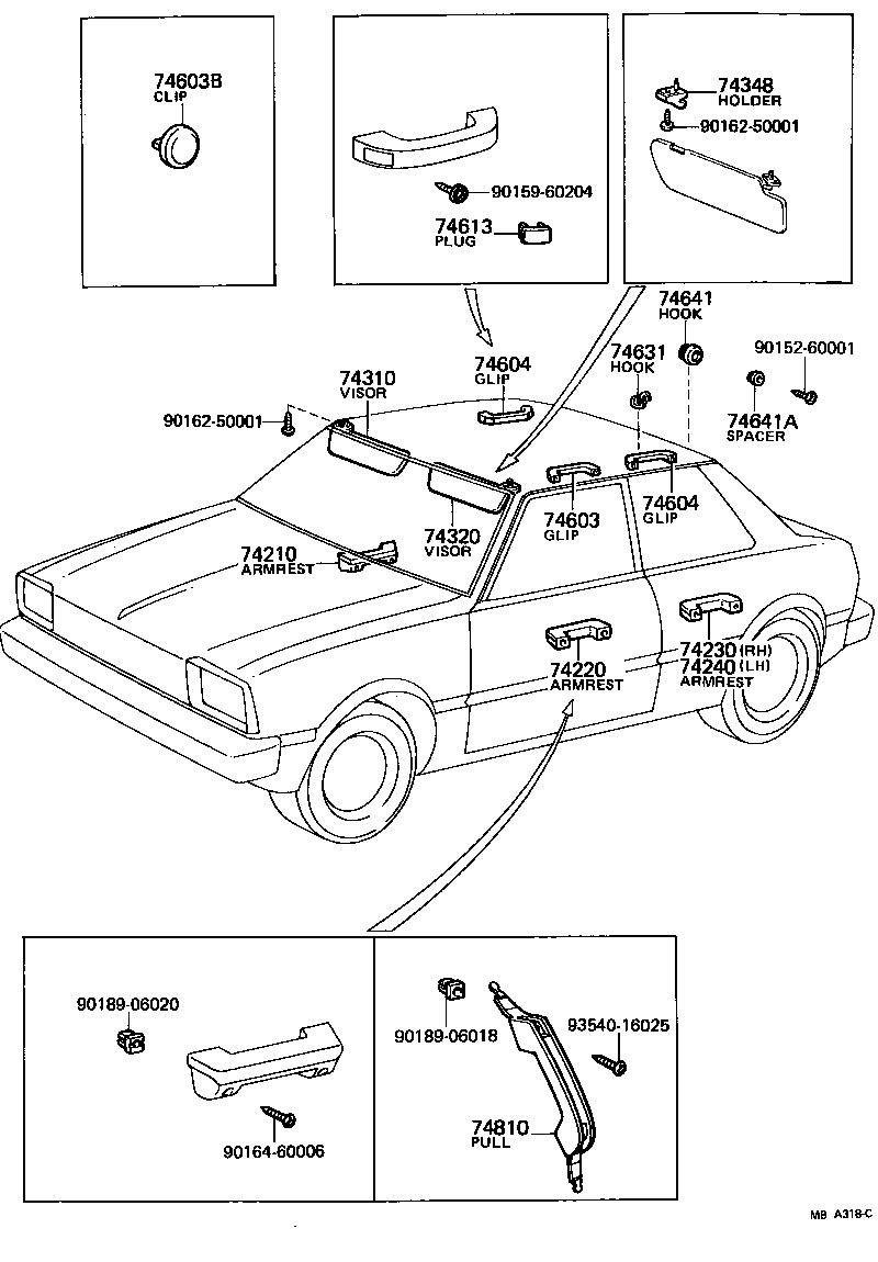 Toyota 74641-16010-01 PULL ASSY, DOOR, INSIDE