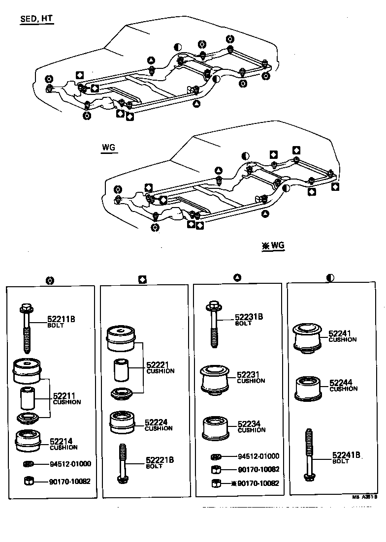 52204-91701 CUSHION, BODY MOUNT, NO.4 LOWER product image