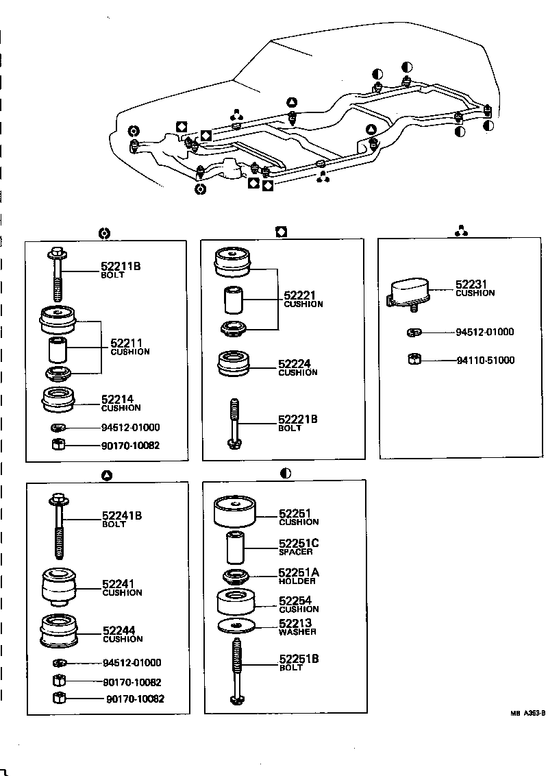 52204-91701 CUSHION, BODY MOUNT, NO.4 LOWER product image