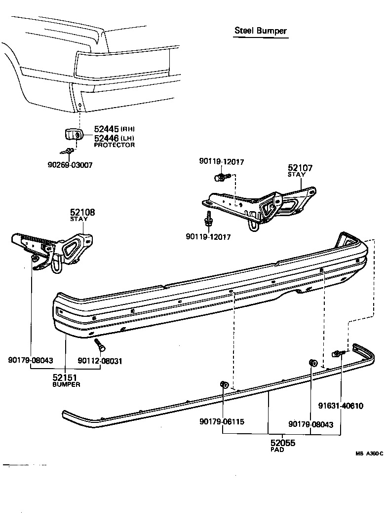 52015-30020 STAY SUB-ASSY, REAR BUMPER, RH product image