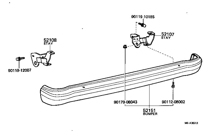 52015-30020 STAY SUB-ASSY, REAR BUMPER, RH product image
