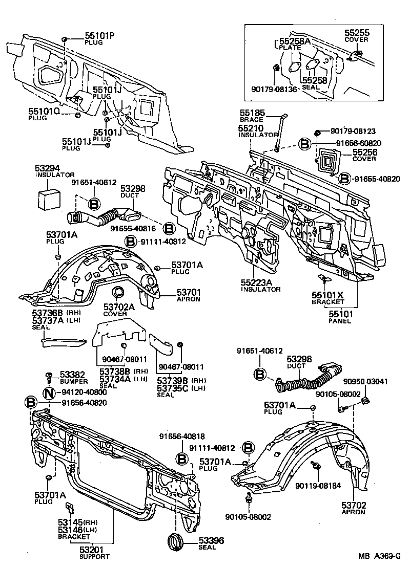 53701-30520 APRON SUB-ASSY, FRONT FENDER, RH product image