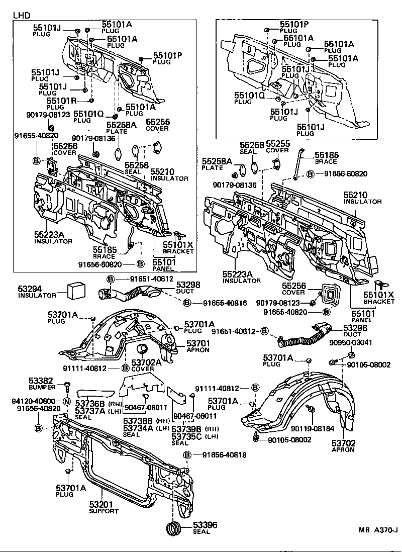 53701-30441 APRON SUB-ASSY, FRONT FENDER, RH product image