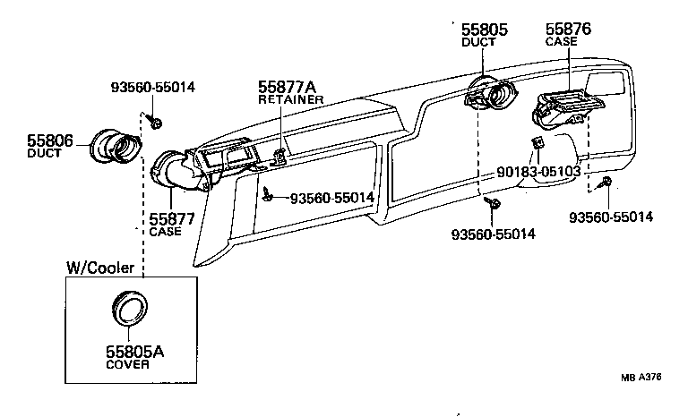 55830-30040 CASE, SIDE VENTILATOR, RH product image
