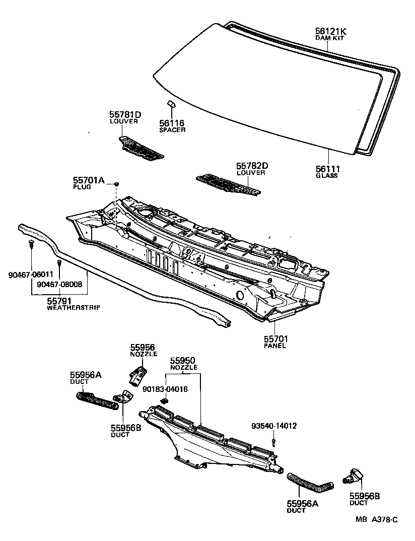 53383-30060 WEATHERSTRIP, HOOD TO COWL TOP product image