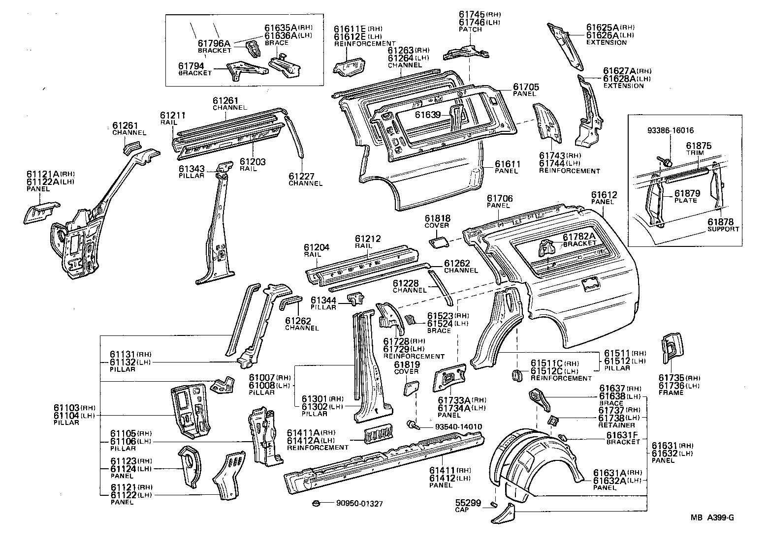 61007-30910 PILLAR SUB-ASSY, CENTER, RH product image