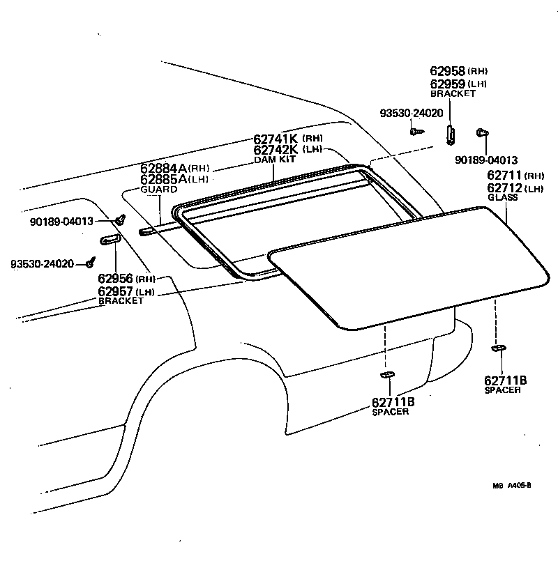 62885-91601 BRACKET, GUARD PIPE QUARTER WINDOW, FRONT RH product image