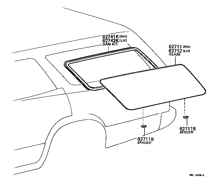 62711-91706 GLASS, QUARTER WINDOW, RH product image