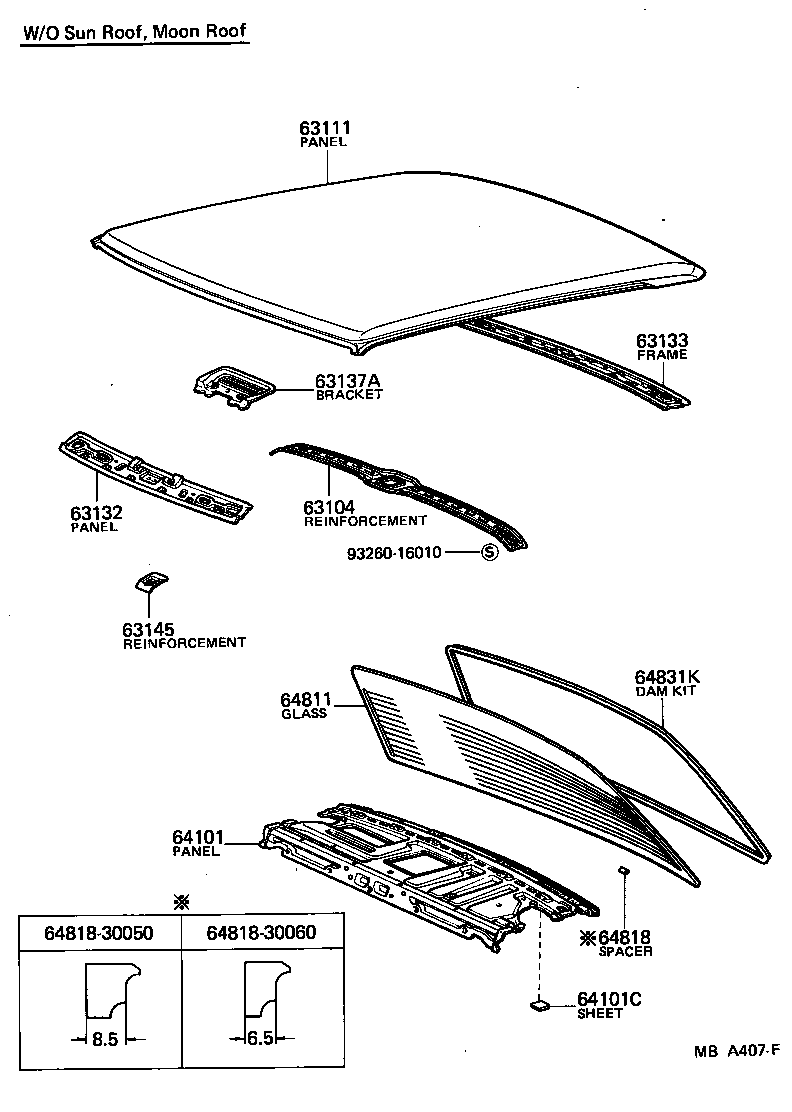 63111-30140 PANEL, ROOF product image