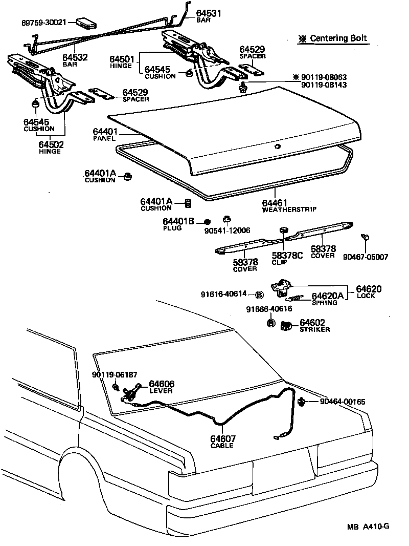 64532-30111 BAR, LUGGAGE DOOR HINGE TORSION, LH product image