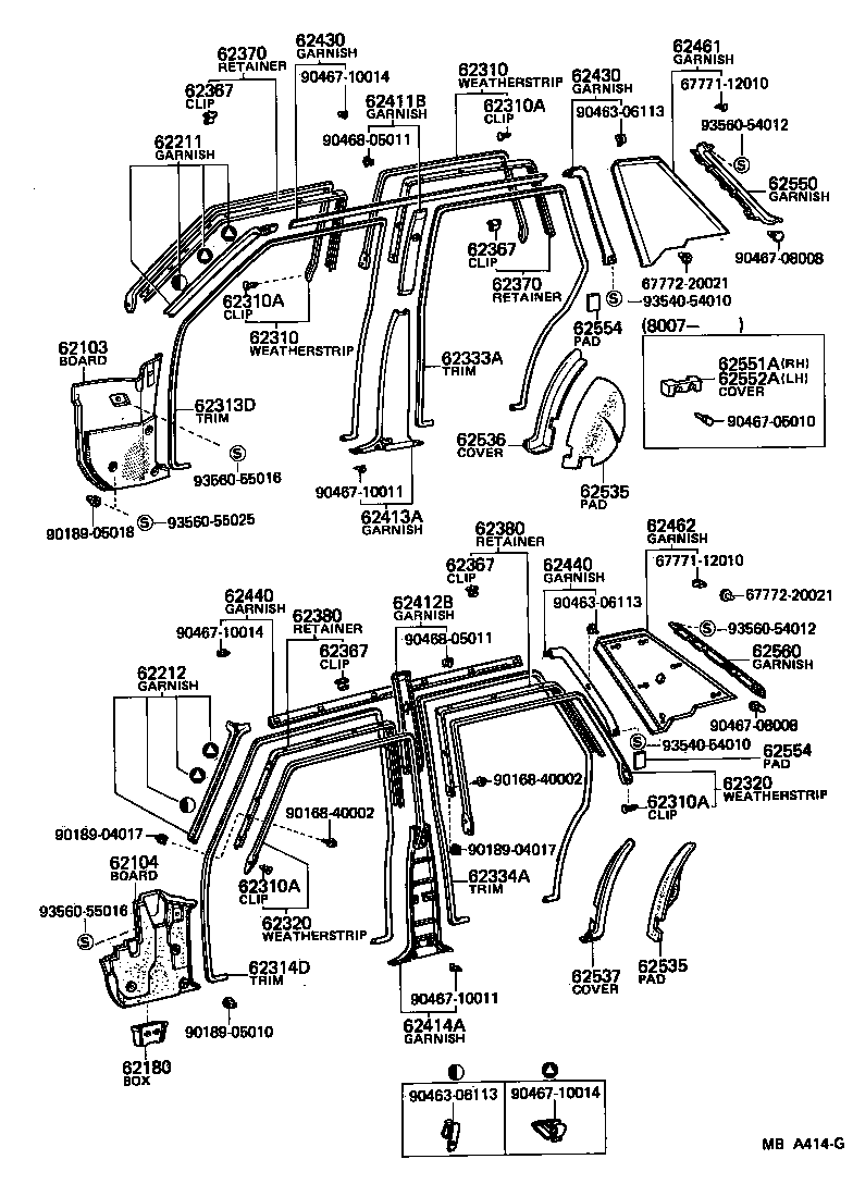62382-30030 WEATHERSTRIP, ROOF SIDE RAIL, LH product image
