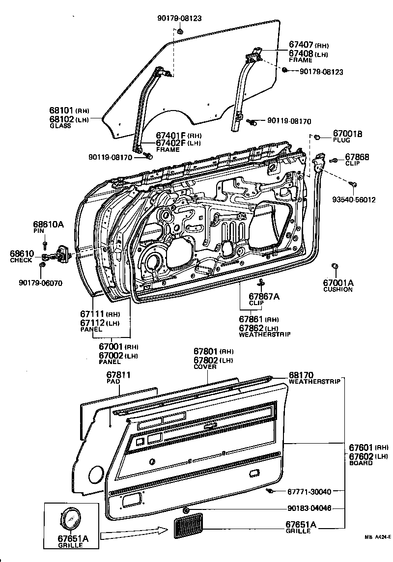 67401-30130 FRAME SUB-ASSY, FRONT DOOR, FRONT LOWER RH product image