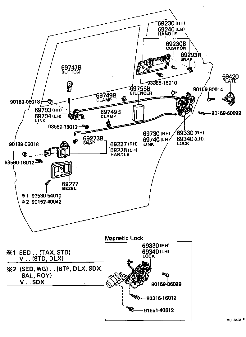 69340-30140 LOCK ASSY, REAR DOOR, LH product image