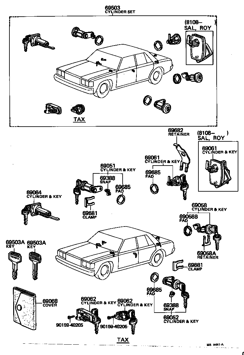 69005-30100 CYLINDER SET, LOCK product image