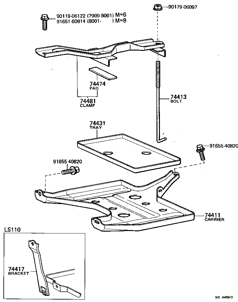 74404-30160 CLAMP, BATTERY HOLD DOWN product image