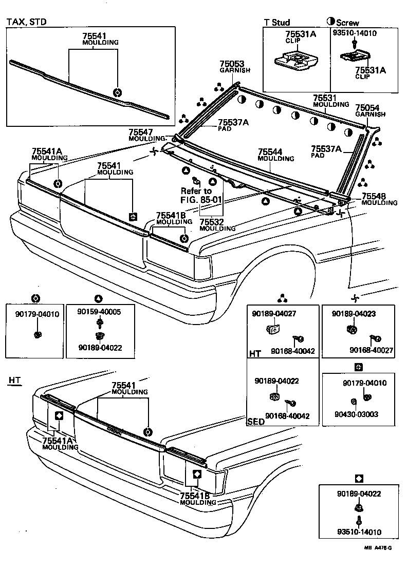 75786-30040 RETAINER, HOOD FRONT MOULDING product image