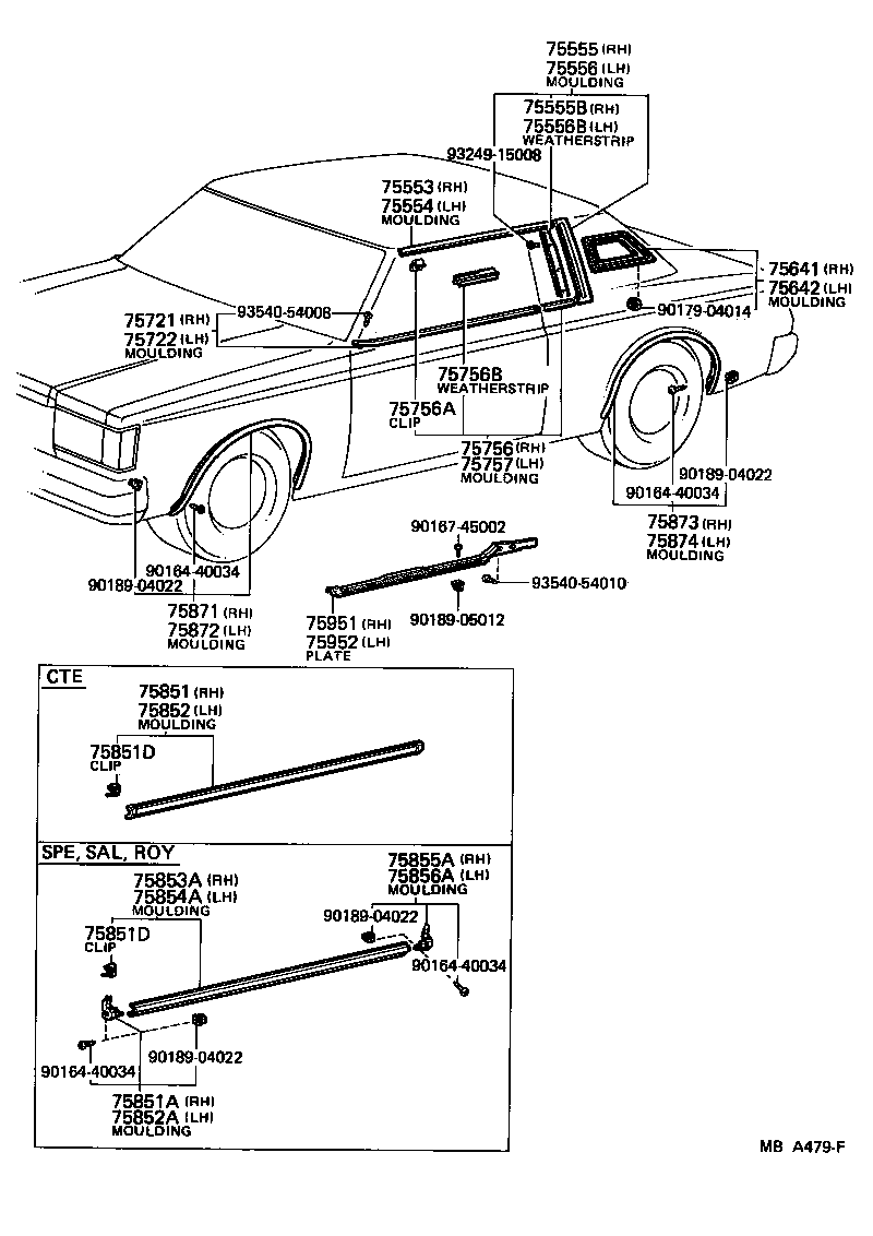 75554-30080 MOULDING, ROOF DRIP SIDE FINISH, REAR LH product image