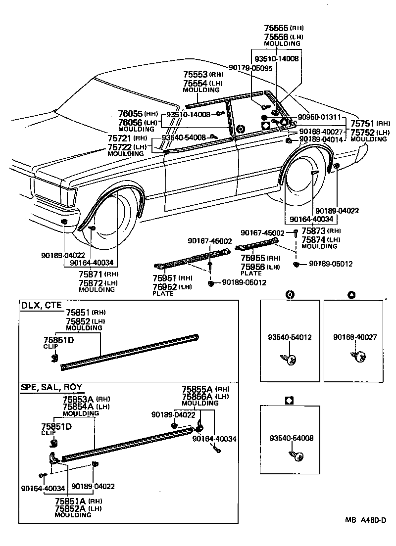 75554-30080 MOULDING, ROOF DRIP SIDE FINISH, REAR LH product image