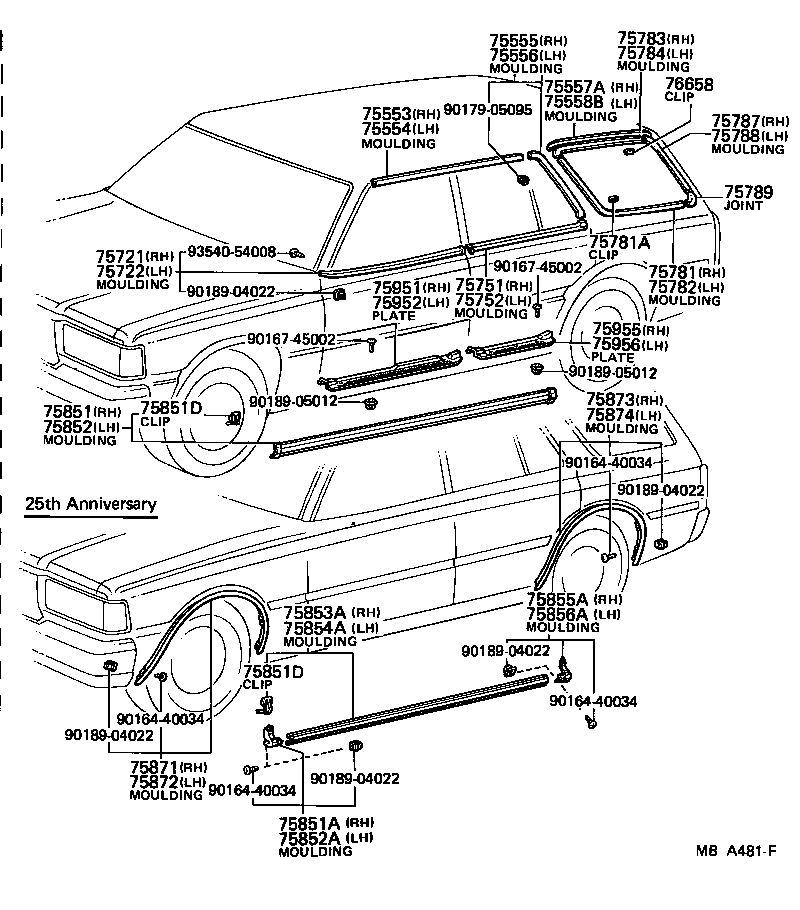 75554-30080 MOULDING, ROOF DRIP SIDE FINISH, REAR LH product image