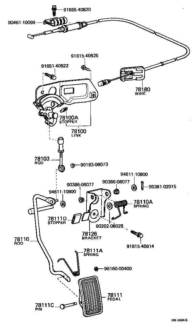 90508-18016 SPRING (FOR ACCELERATOR PEDAL ROD) product image