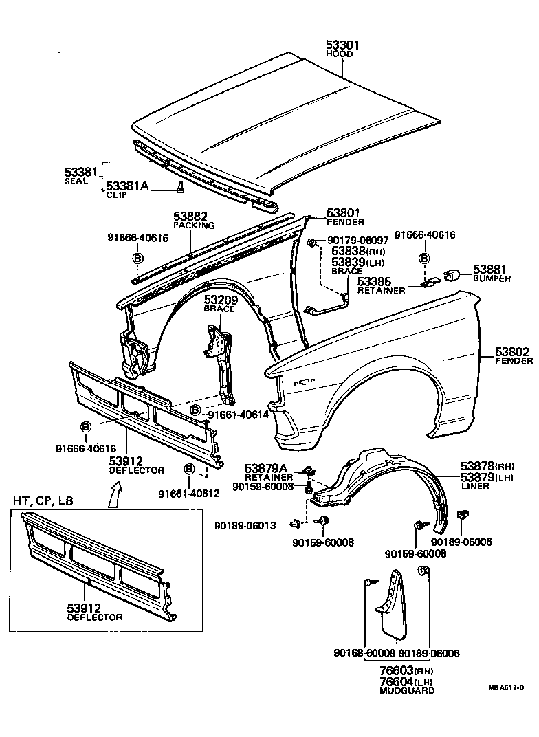 Toyota 53875-12040 LINER, FRONT FENDER, RH