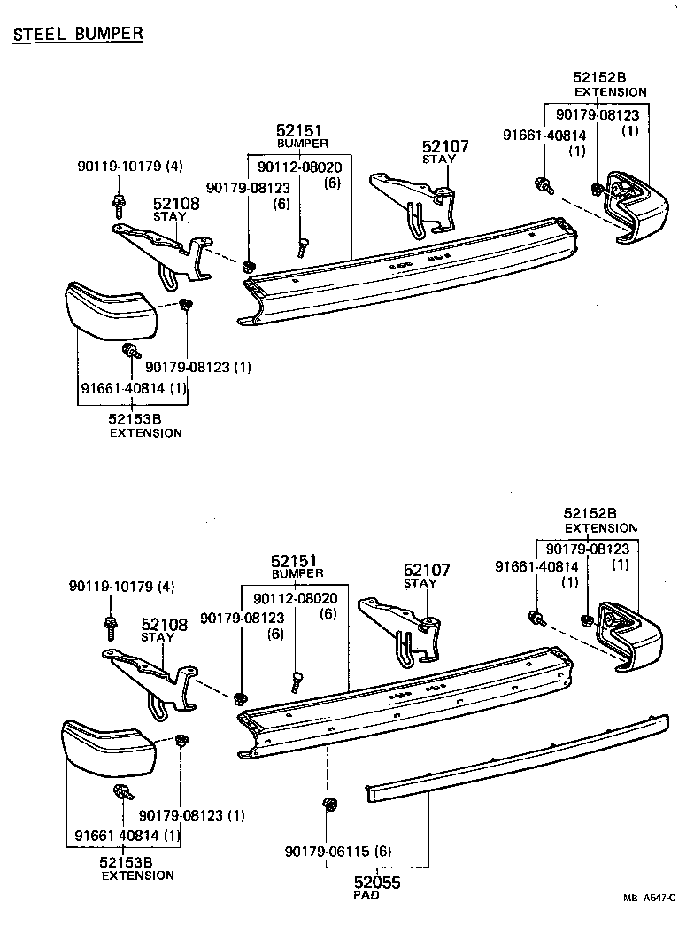 52055-19067 PAD SUB-ASSY, REAR BUMPER product image