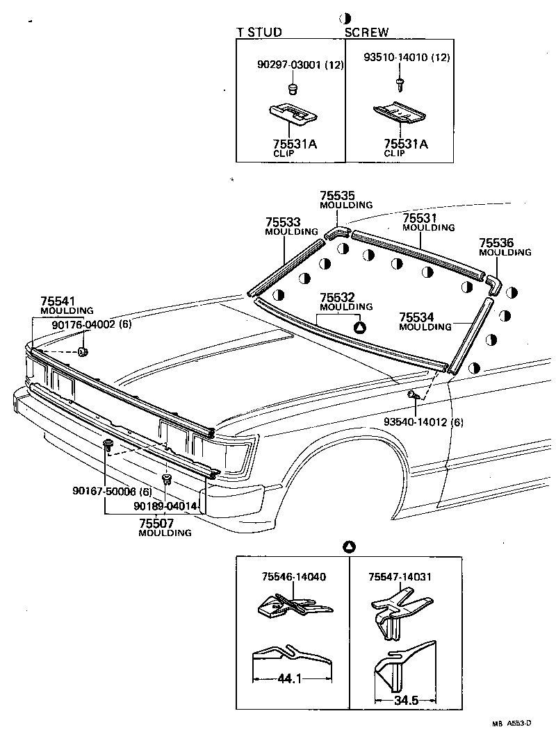 75504-14031 MOULDING, WINDSHIELD, LOWER product image