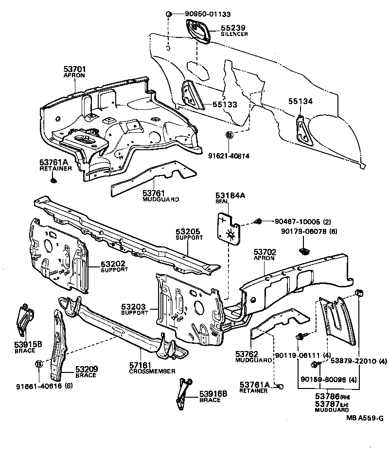 53702-95124 APRON SUB-ASSY, FRONT FENDER, LH product image