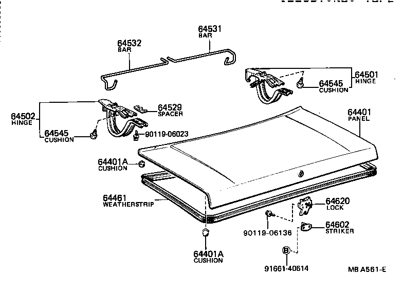 64606-12030 LEVER SUB-ASSY, LUGGAGE DOOR LOCK OPEN product image