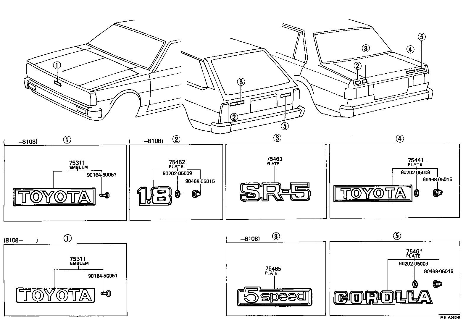 Toyota 75441-12240 PLATE, REAR NAME, NO.1