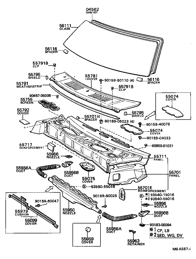 53383-12030 WEATHERSTRIP, HOOD TO COWL TOP product image