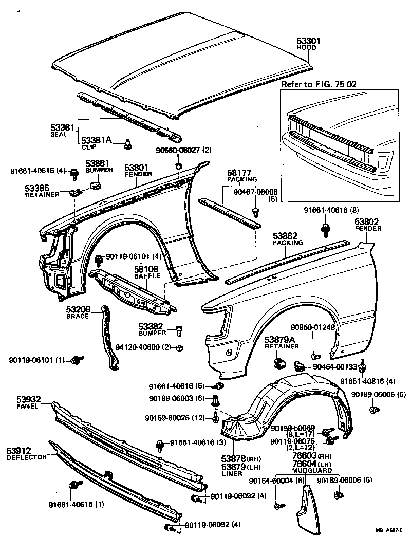53801-14331 FENDER SUB-ASSY, FRONT RH product image