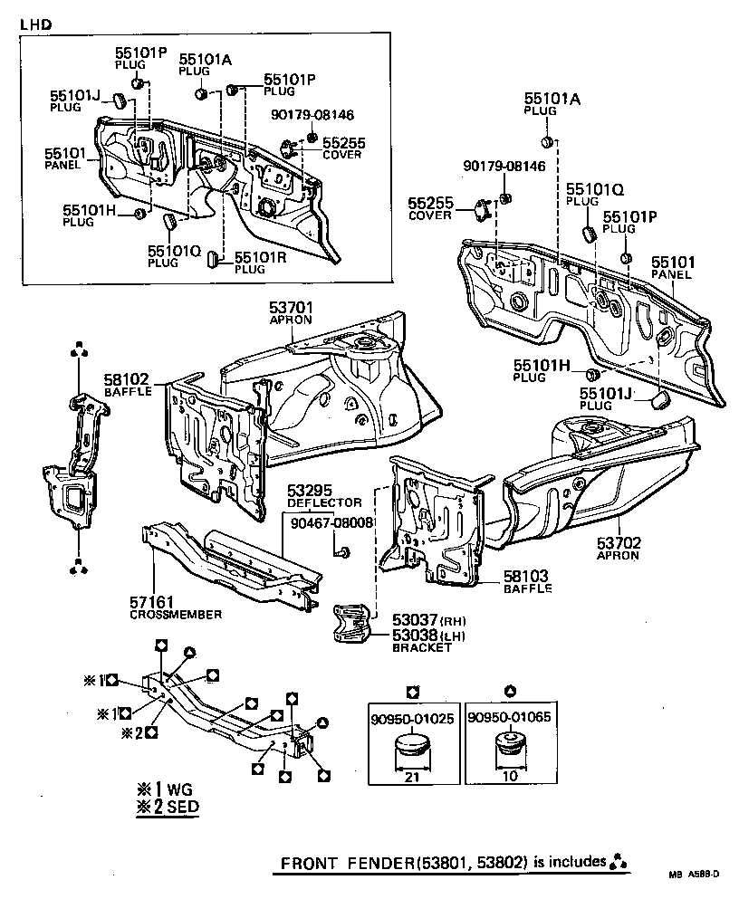 53701-14100 APRON SUB-ASSY, FRONT FENDER, RH product image