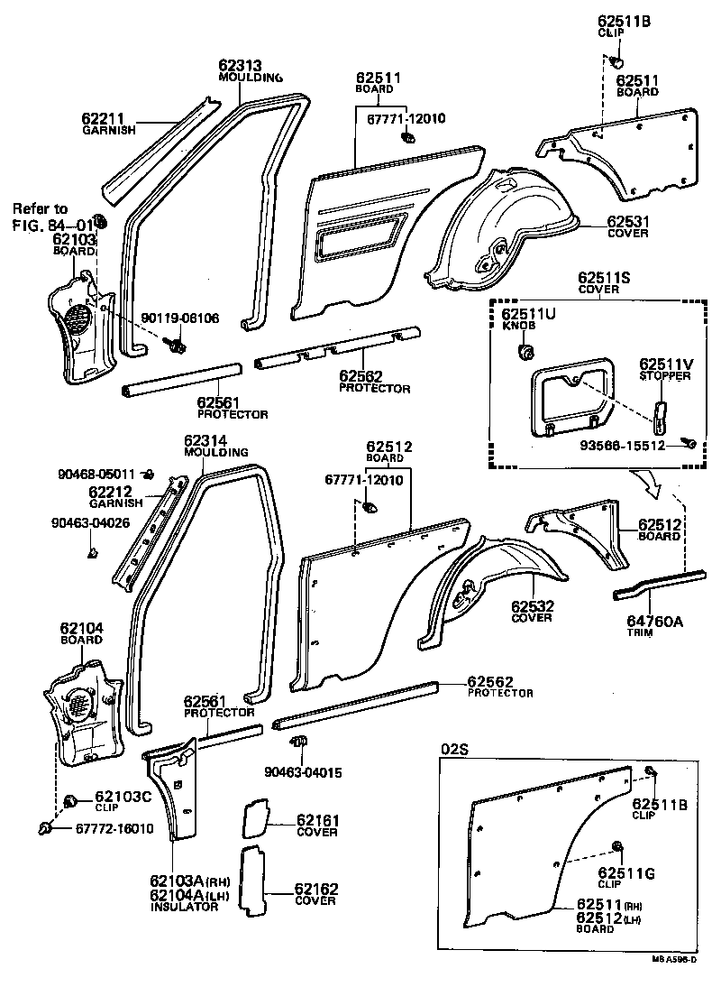 62631-13080 BOARD, QUARTER INSIDE TRIM, RH product image