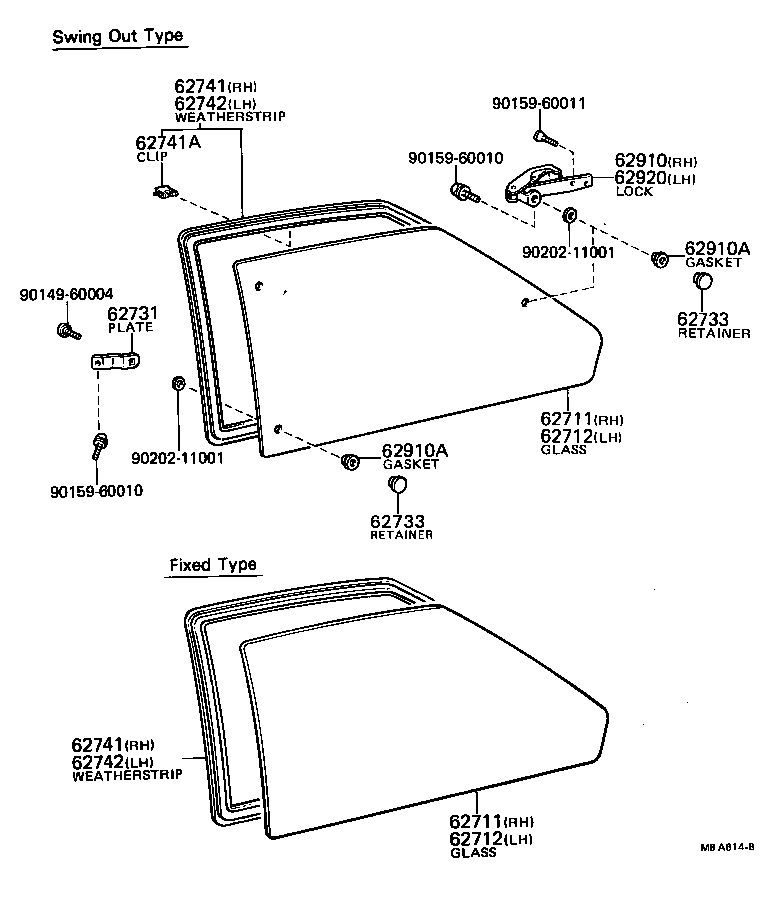 62744-13050 WEATHERSTRIP, QUARTER WINDOW, REAR LH product image