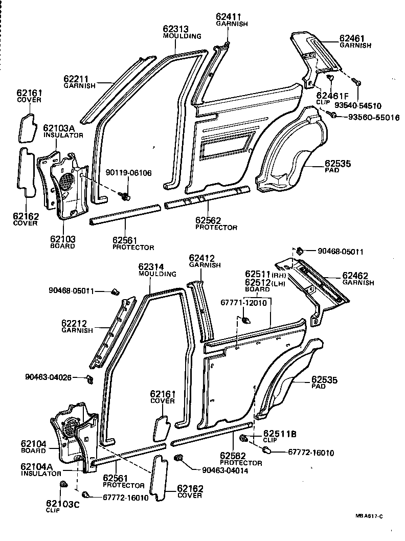 62367-12040 CLIP, DOOR WINDOW GLASS product image