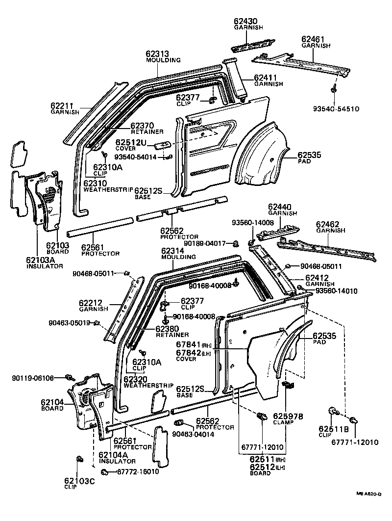 62367-12040 CLIP, DOOR WINDOW GLASS product image