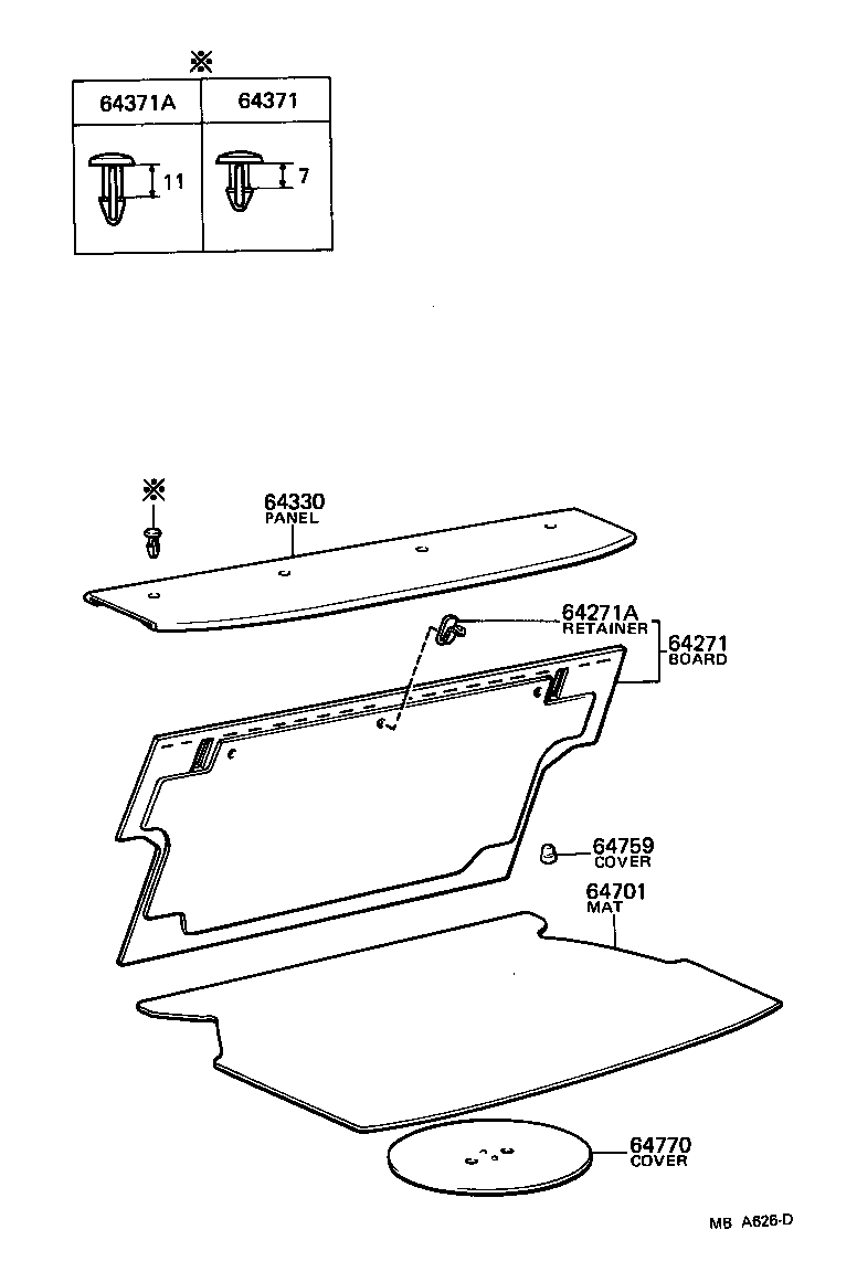Toyota 64270-12020 BOARD, ROOM PARTITION, NO.1
