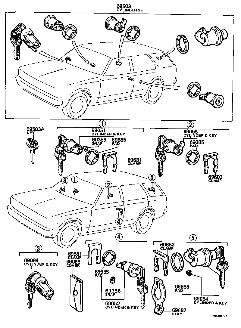 69005-13053 CYLINDER SET, LOCK product image