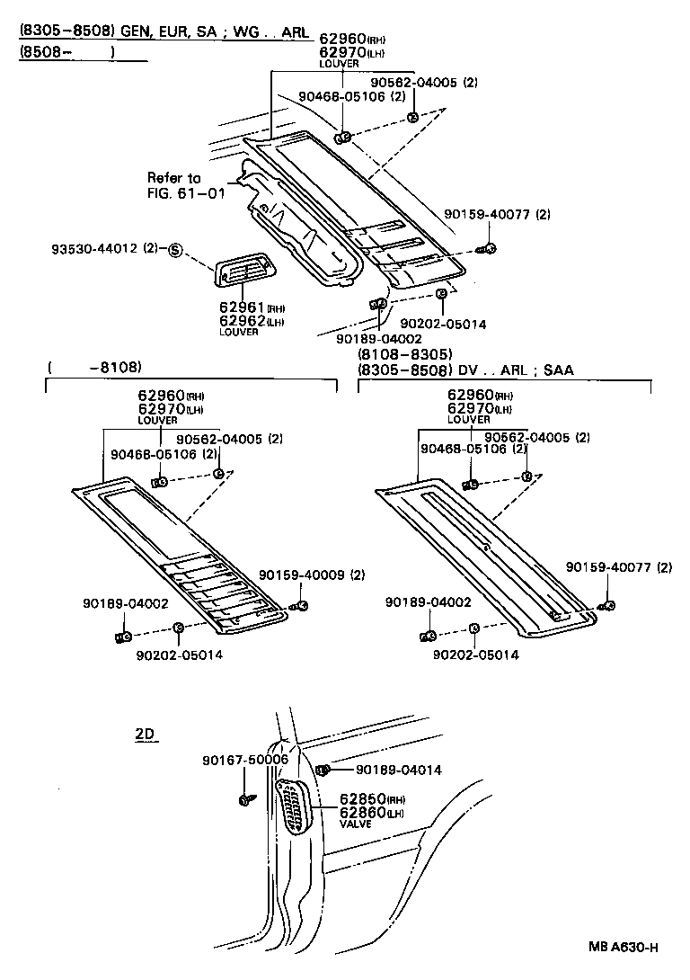 62906-19217 LOUVER ASSY, ROOF SIDE VENT, LH product image