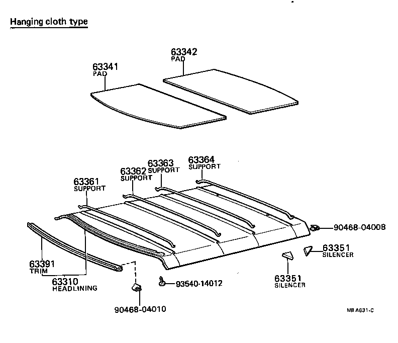 63341-13060 PAD, ROOF SILENCER, NO.1 product image