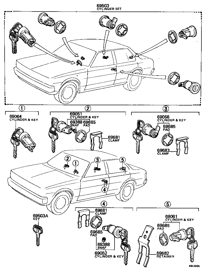 69005-12280 CYLINDER SET, LOCK product image