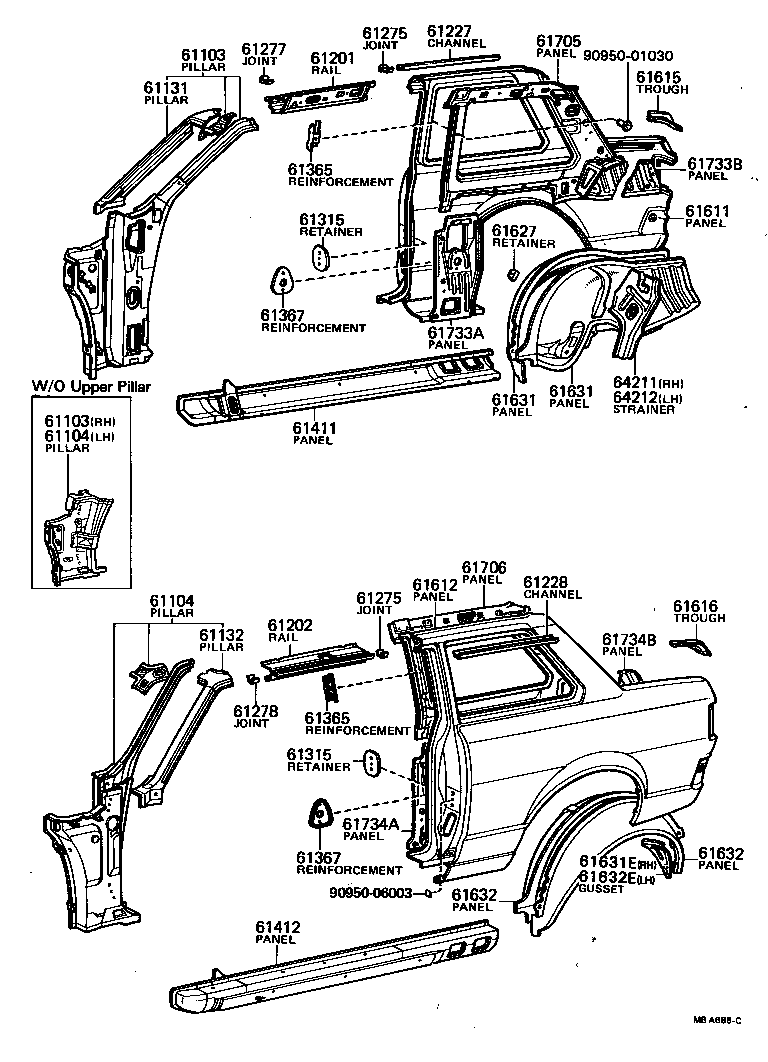 61611-12903 PANEL, QUARTER, RH product image