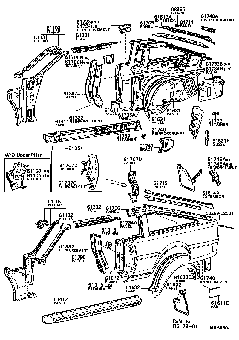 61611-12903 PANEL, QUARTER, RH product image