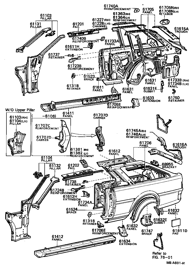 61611-12903 PANEL, QUARTER, RH product image