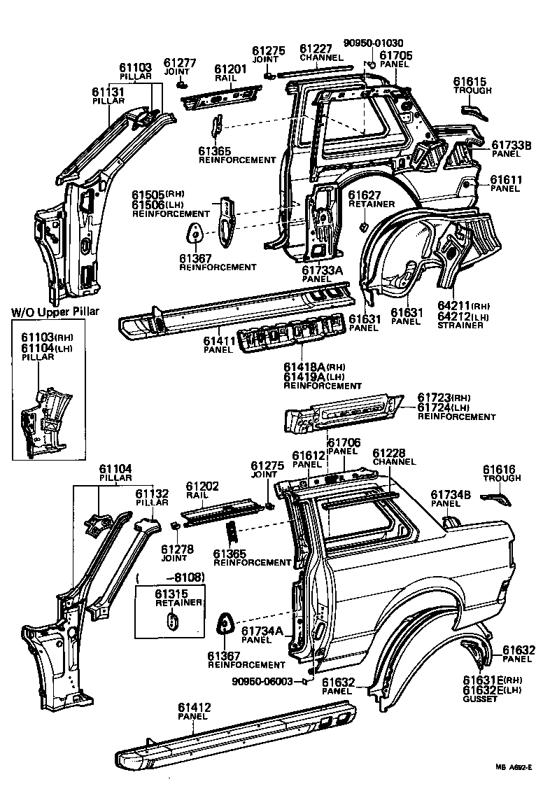 Toyota 61232-12160 RAIL, ROOF SIDE, INNER LH