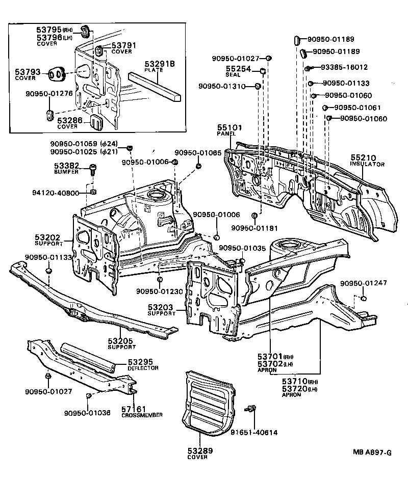 53701-12903 APRON SUB-ASSY, FRONT FENDER, RH product image