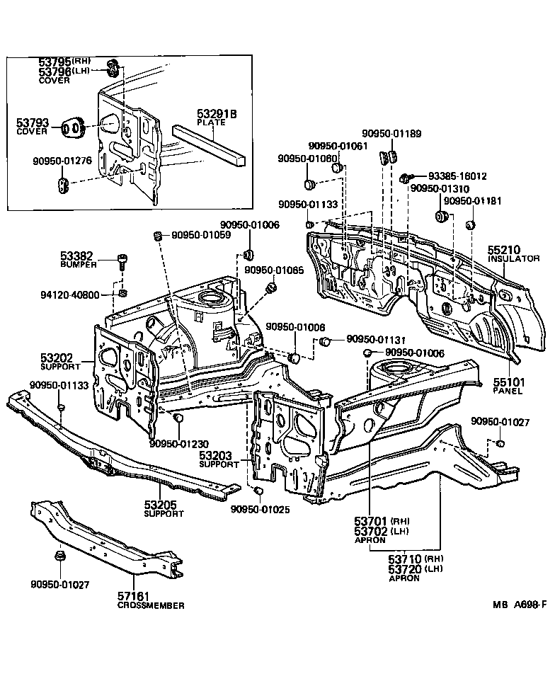 Toyota 53701-12904 APRON SUB-ASSY, FRONT FENDER, RH